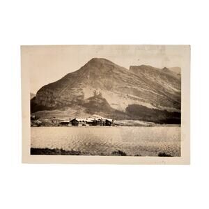 Vtg B&W Original Photo Found 1940 Alberta Canada Mountain Behind House Snapshot